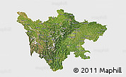 Satellite 3D Map of Sichuan, single color outside