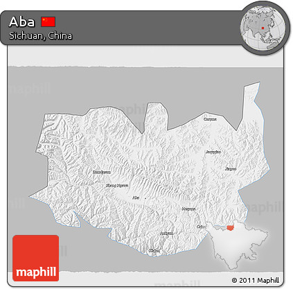Gray 3D Map of Aba, single color outside