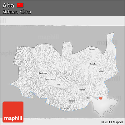 Gray 3D Map of Aba, single color outside