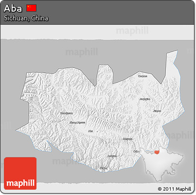 Gray 3D Map of Aba, single color outside