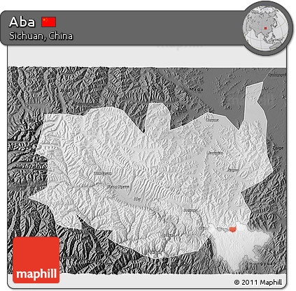 Physical 3D Map of Aba, darken