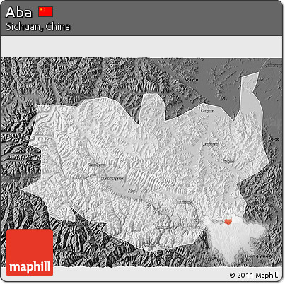 Physical 3D Map of Aba, darken