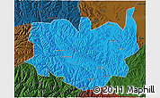 Political 3D Map of Aba, darken