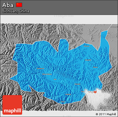 Political 3D Map of Aba, desaturated