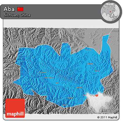 Political 3D Map of Aba, desaturated