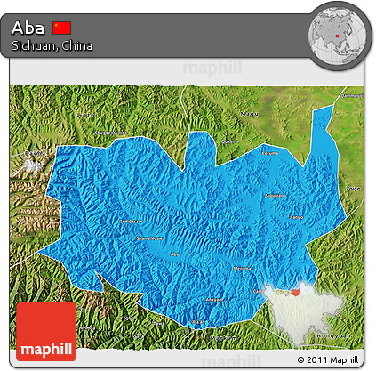 Political 3D Map of Aba, satellite outside