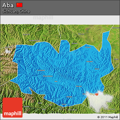 Political 3D Map of Aba, satellite outside