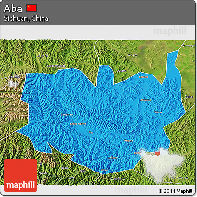 Political 3D Map of Aba, satellite outside