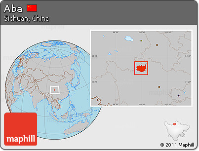 Gray Location Map of Aba