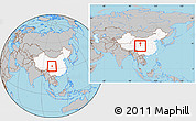 Gray Location Map of Aba, highlighted country, within the entire country