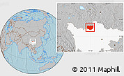 Gray Location Map of Aba, highlighted parent region, hill shading