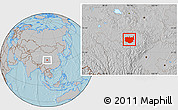 Gray Location Map of Aba, hill shading
