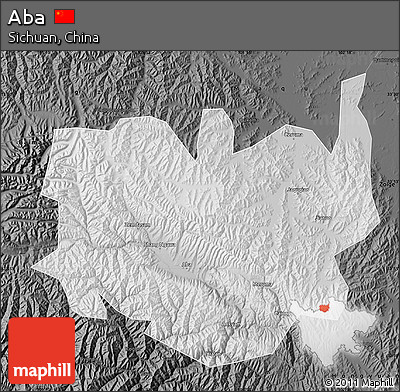 Physical Map of Aba, darken