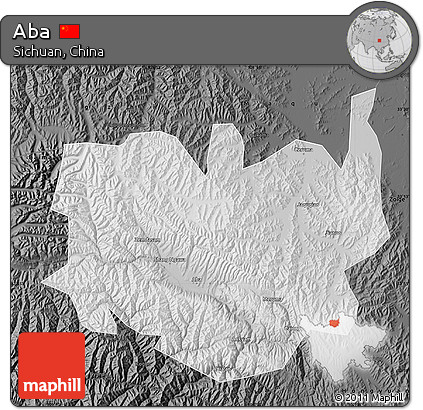 Physical Map of Aba, darken