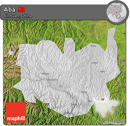 Physical Map of Aba, satellite outside