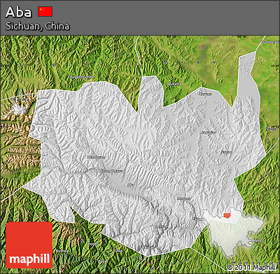 Physical Map of Aba, satellite outside