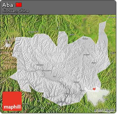 Physical Map of Aba, satellite outside