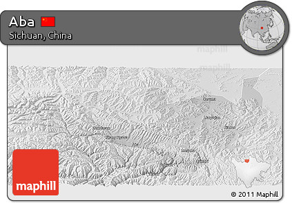 Physical Panoramic Map of Aba, lighten, desaturated