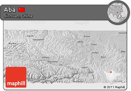 Physical Panoramic Map of Aba, semi-desaturated