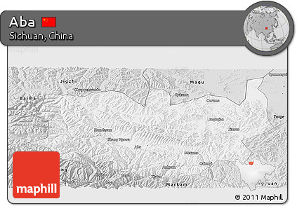 Silver Style Panoramic Map of Aba