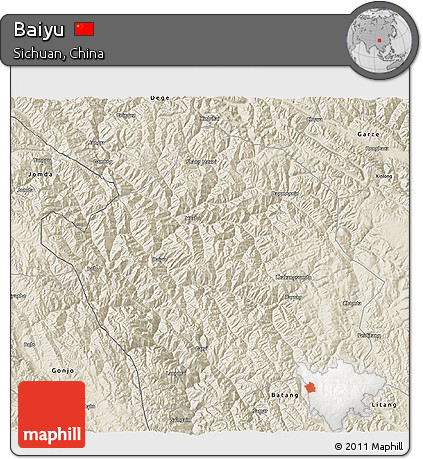 Shaded Relief 3D Map of Baiyu