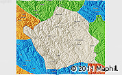 Shaded Relief 3D Map of Baiyu, political outside