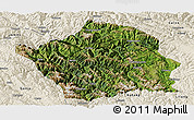 Satellite Panoramic Map of Baiyu, shaded relief outside