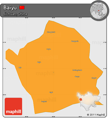 Political Simple Map of Baiyu, single color outside