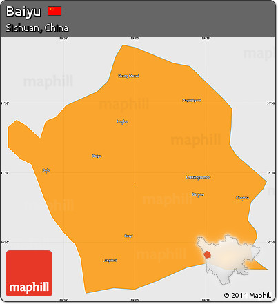 Political Simple Map of Baiyu, single color outside