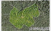 Satellite 3D Map of Bazhong, semi-desaturated