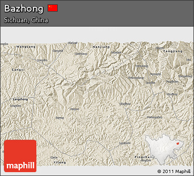 Shaded Relief 3D Map of Bazhong