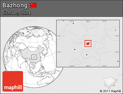 Blank Location Map of Bazhong, highlighted country