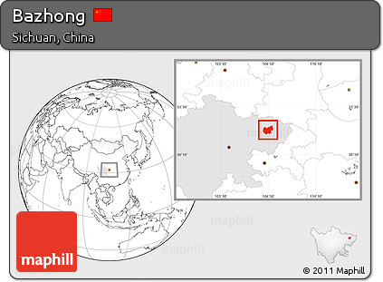 Blank Location Map of Bazhong, highlighted parent region