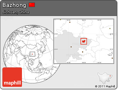 Blank Location Map of Bazhong, highlighted parent region