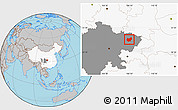 Gray Location Map of Bazhong, highlighted country, highlighted parent region