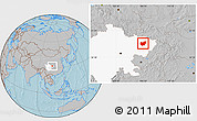 Gray Location Map of Bazhong, highlighted parent region, hill shading
