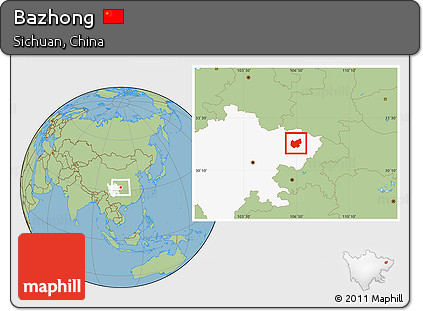 Savanna Style Location Map of Bazhong, highlighted parent region