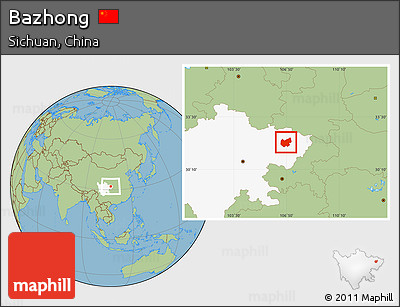 Savanna Style Location Map of Bazhong, highlighted parent region