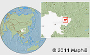 Savanna Style Location Map of Bazhong, highlighted parent region, hill shading