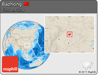 Shaded Relief Location Map of Bazhong