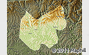Physical Map of Bazhong, darken