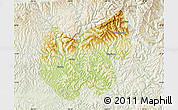 Physical Map of Bazhong, lighten
