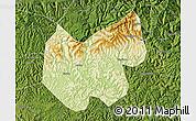 Physical Map of Bazhong, satellite outside