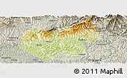 Physical Panoramic Map of Bazhong, semi-desaturated