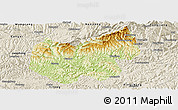 Physical Panoramic Map of Bazhong, shaded relief outside
