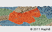 Political Panoramic Map of Bazhong, semi-desaturated