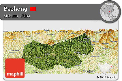 Satellite Panoramic Map of Bazhong, physical outside