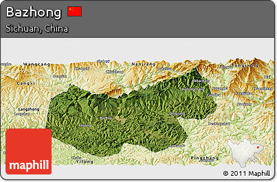 Satellite Panoramic Map of Bazhong, physical outside