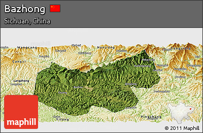 Satellite Panoramic Map of Bazhong, physical outside