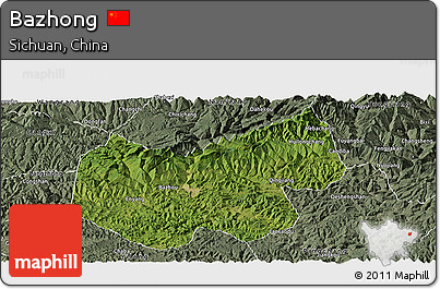 Satellite Panoramic Map of Bazhong, semi-desaturated